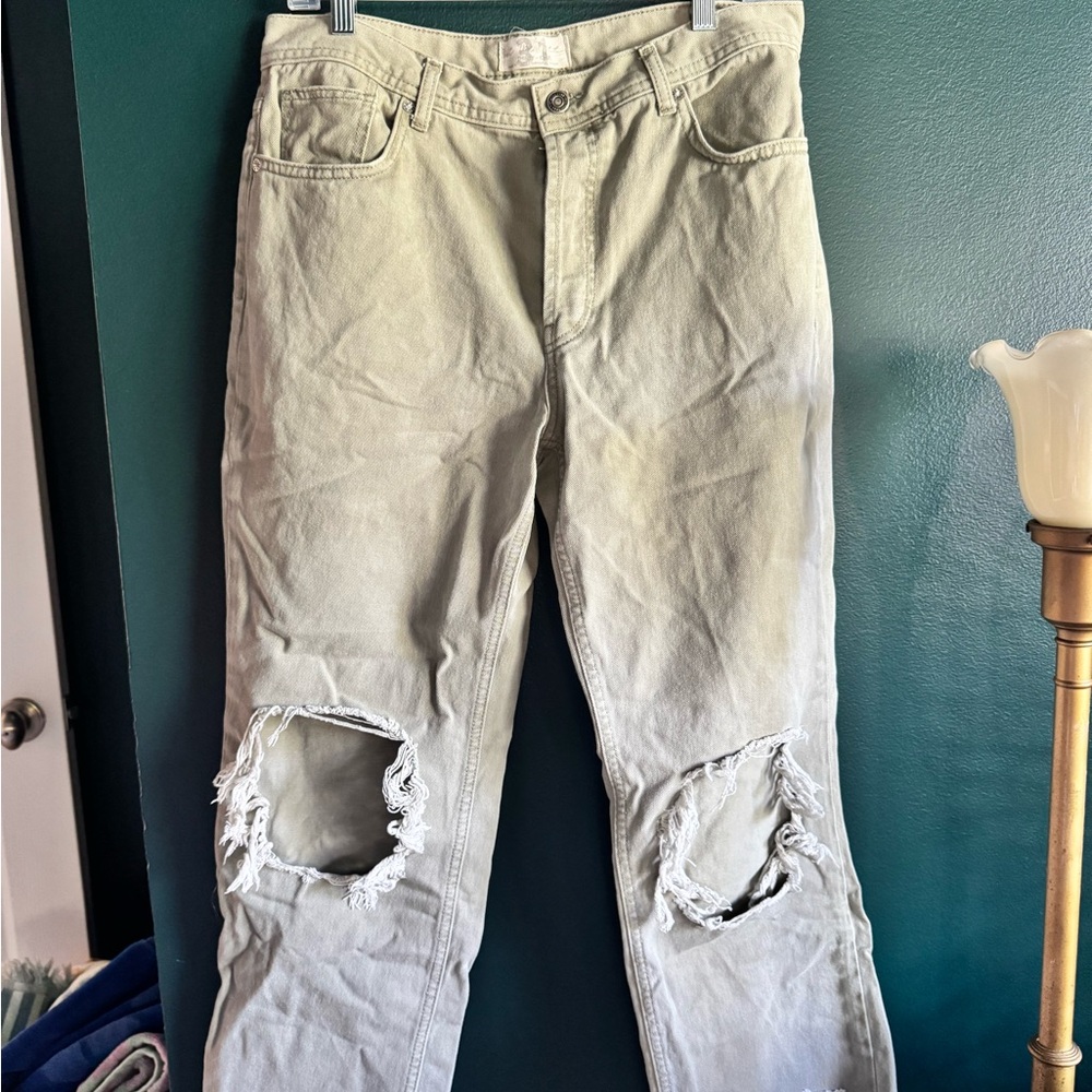 Distressed light sage green Jeans